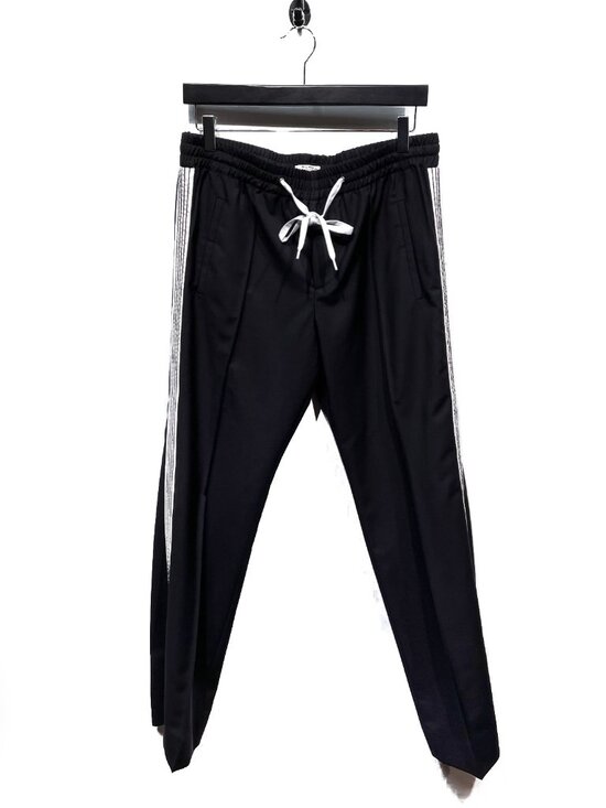 Miu Miu Pants - Miu Miu 2018 Black Wool Mohair Stripped Lounge Trousers